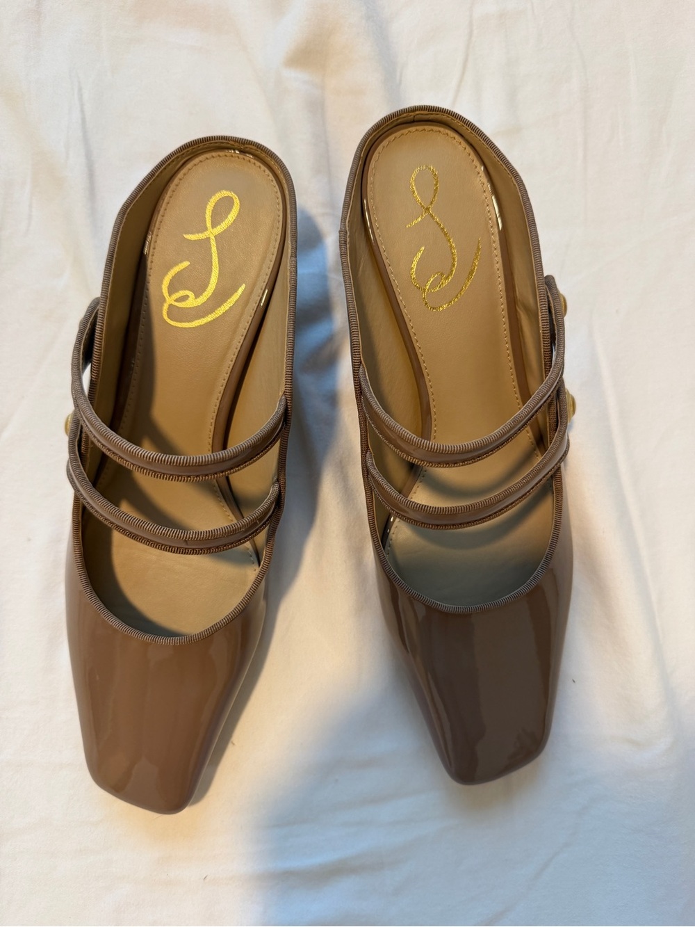 Sam Edelman Taupe Patent Double-Strap Mary Jane Heels - Picture 4 of 7